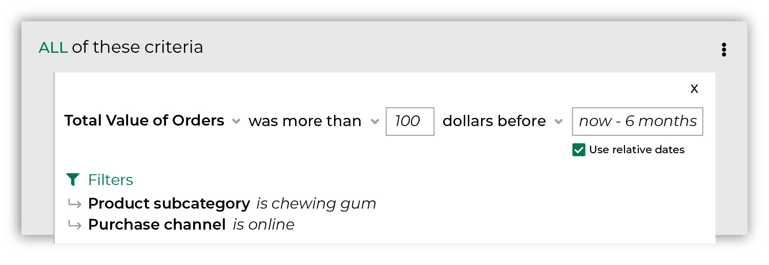 Customers who buy a lot of chewing gum every six months.