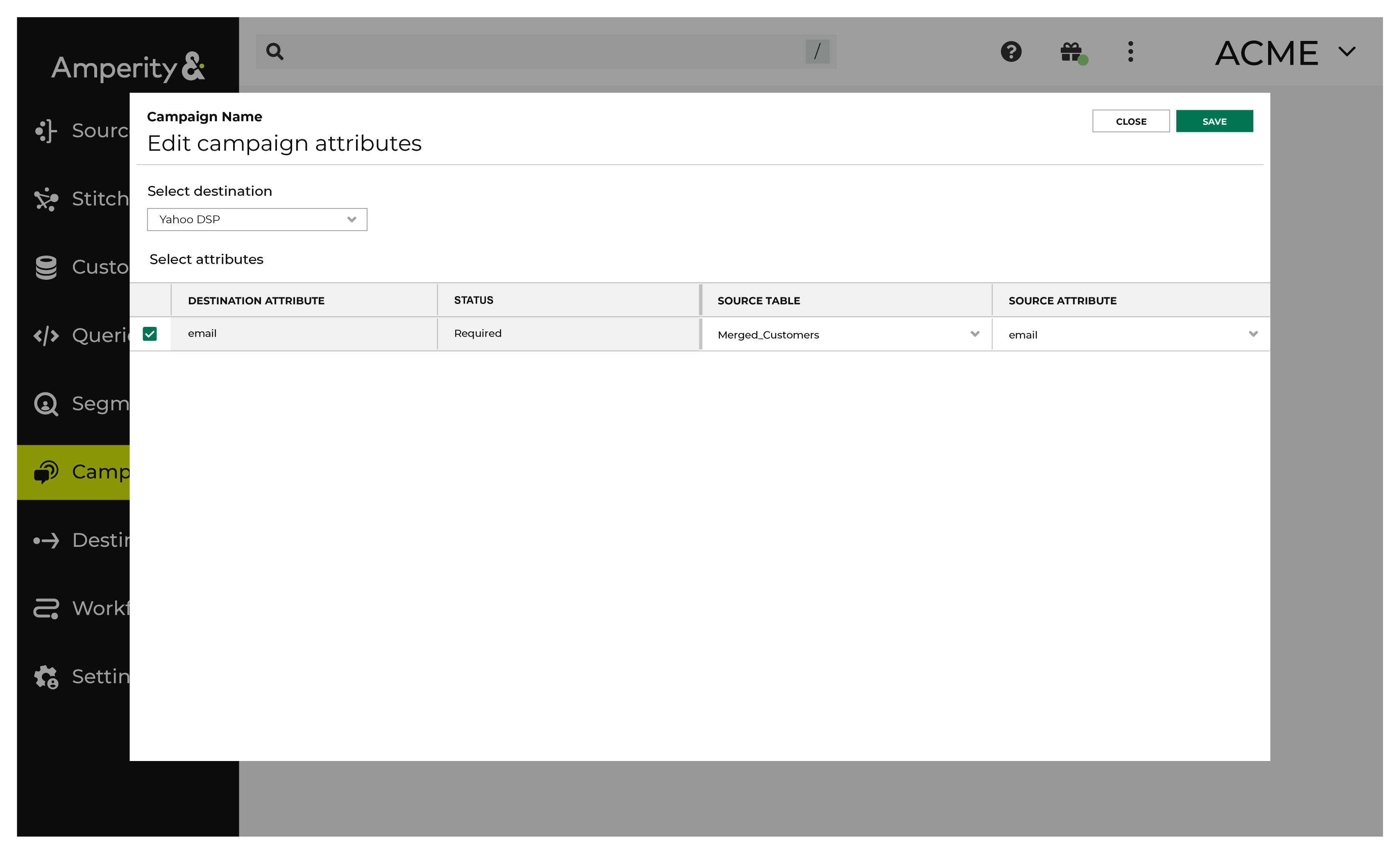 Edit the attributes for Yahoo DSP.