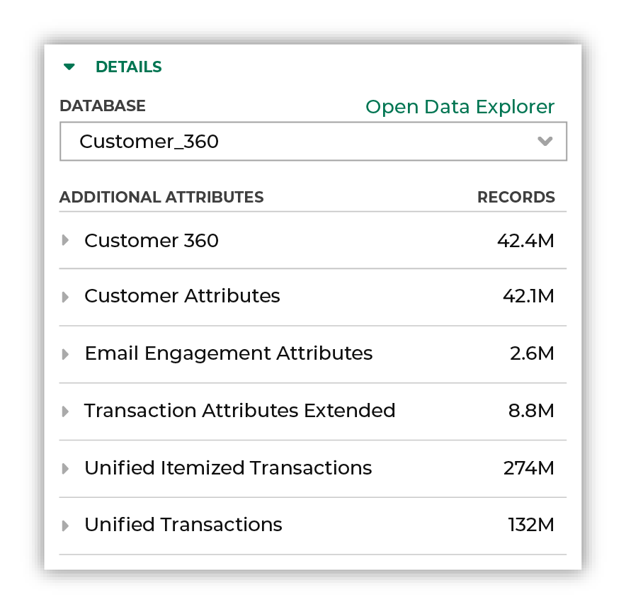 Use your customer 360 database to build segments.