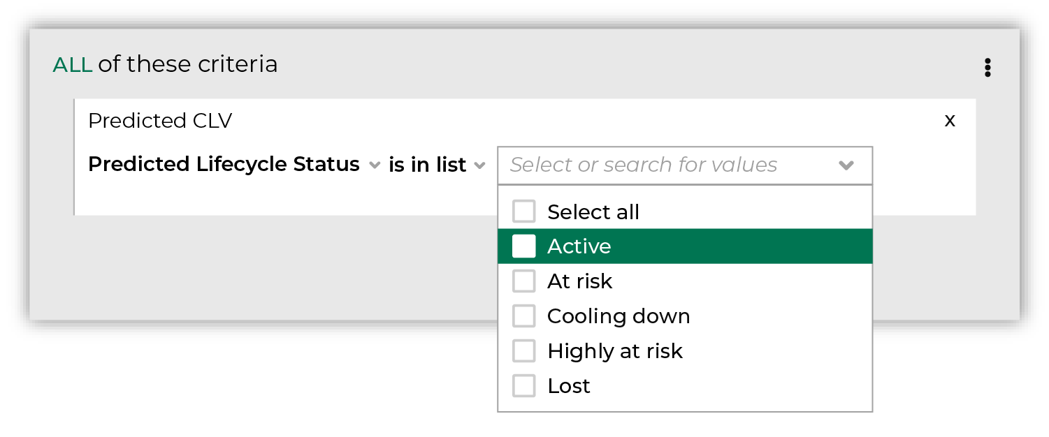 Choose the "active" lifecycle status.