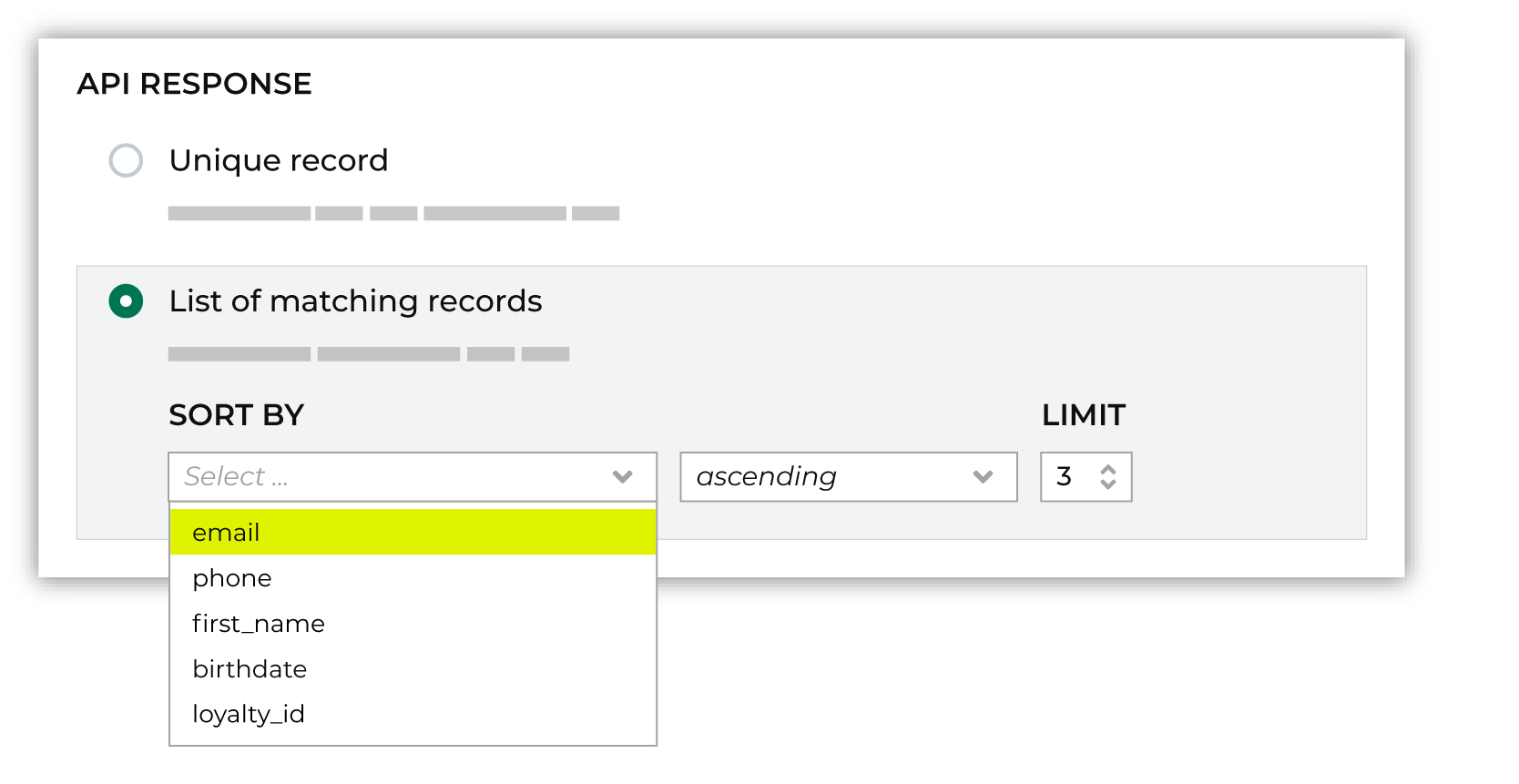 Configure an endpoint to respond with unique records.