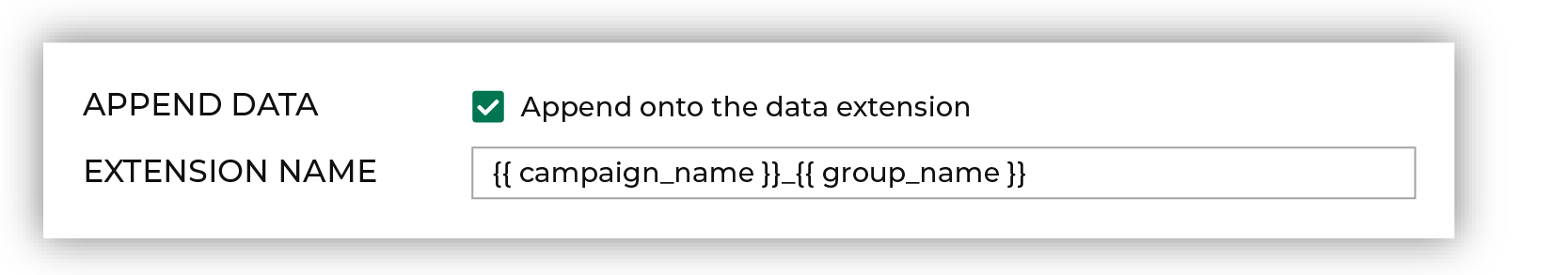 Configure data extension settings.