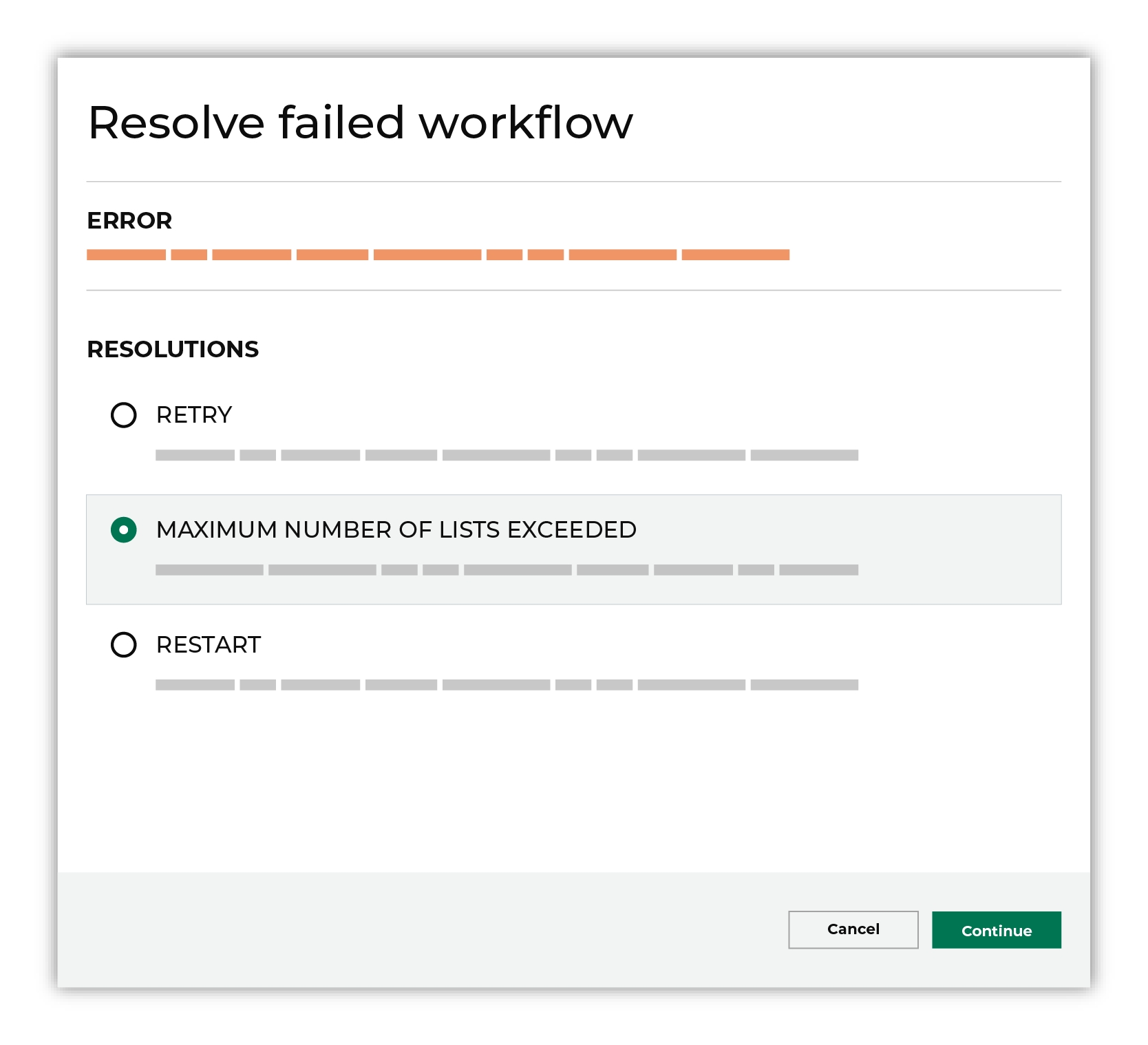 Choose a workflow action from the list of actions.