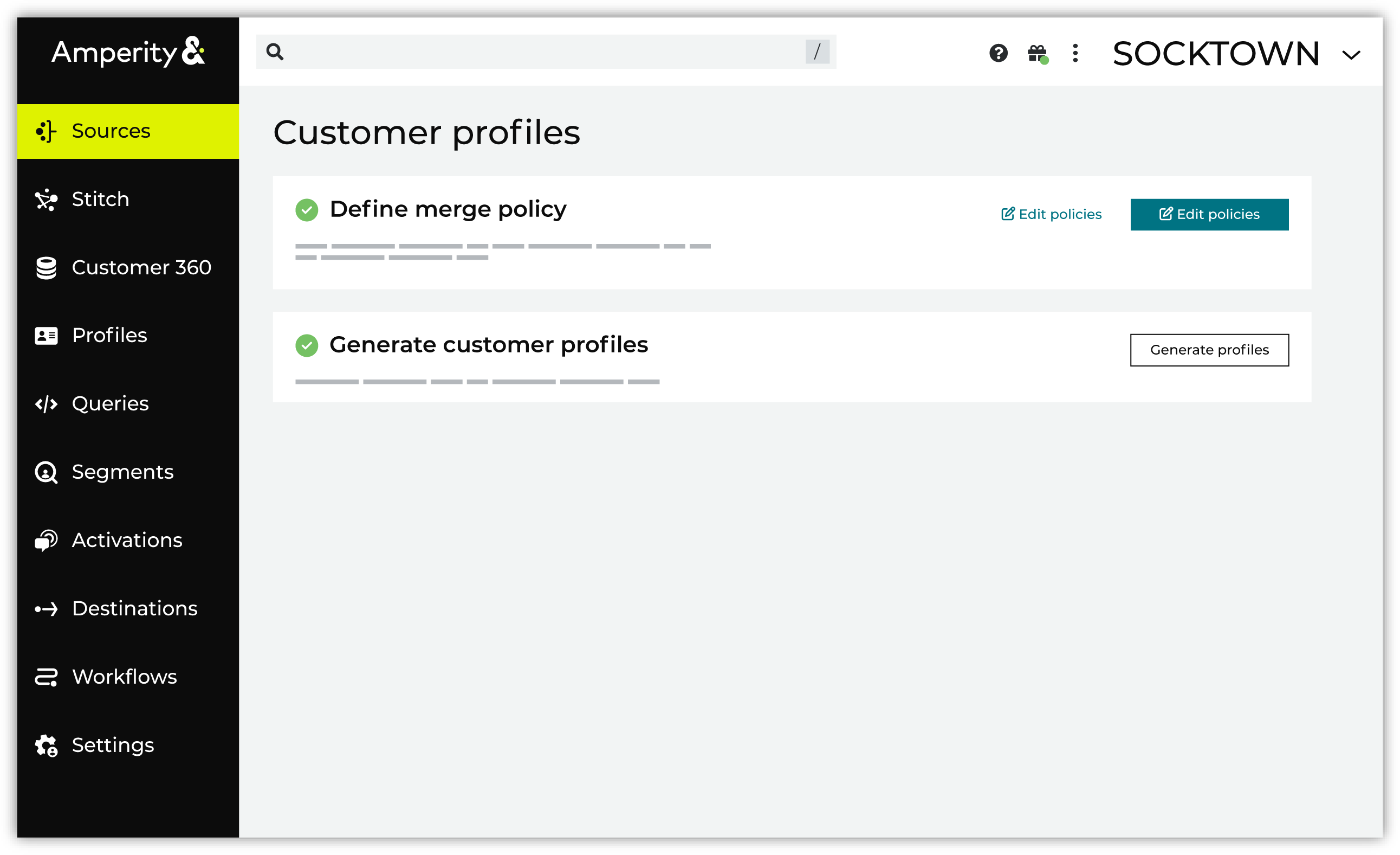 Guided setup: customer profiles.