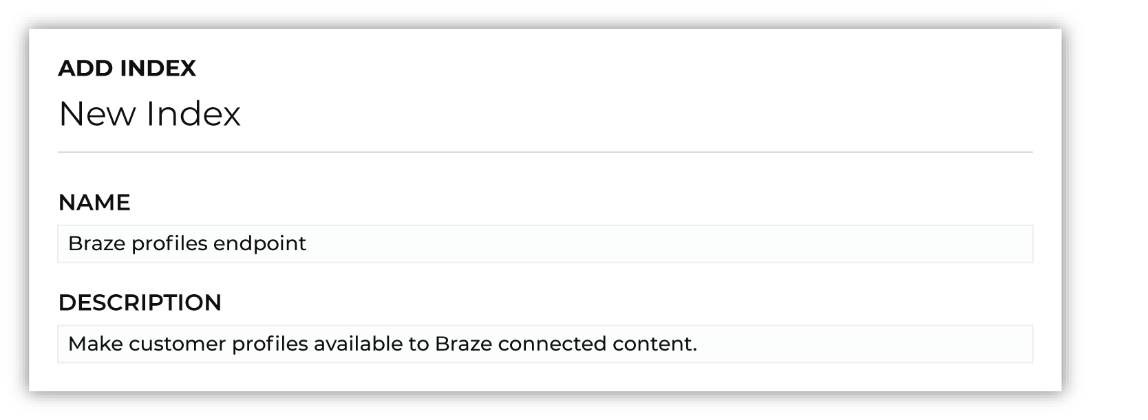 Add an index to the Profile API.