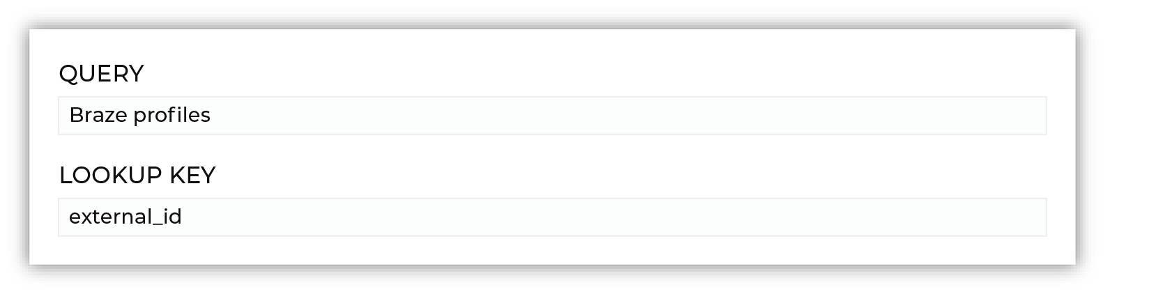 Select the query from which the index is built, and then set the lookup key.