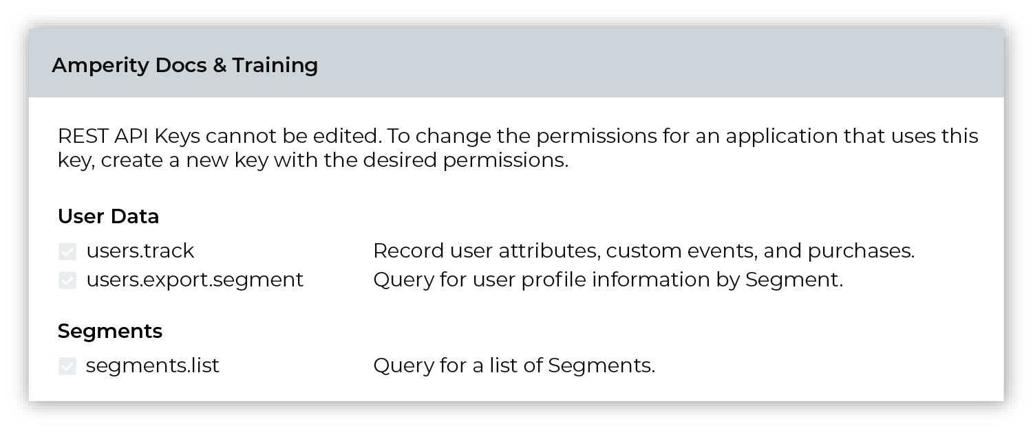The endpoints that are required for an Amperity-to-Braze workflow.