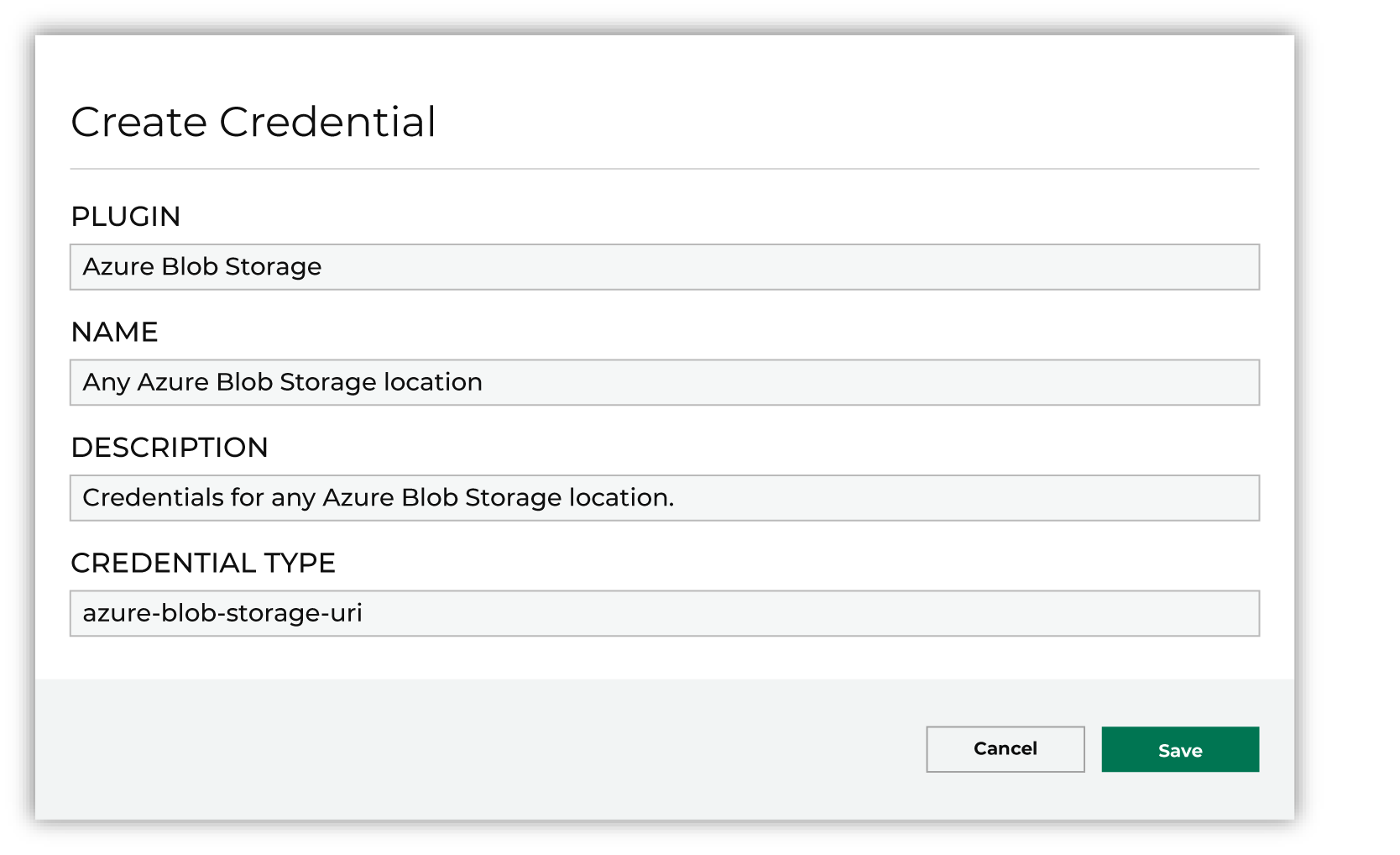 Configure credentials for any Azure Blob Storage container.