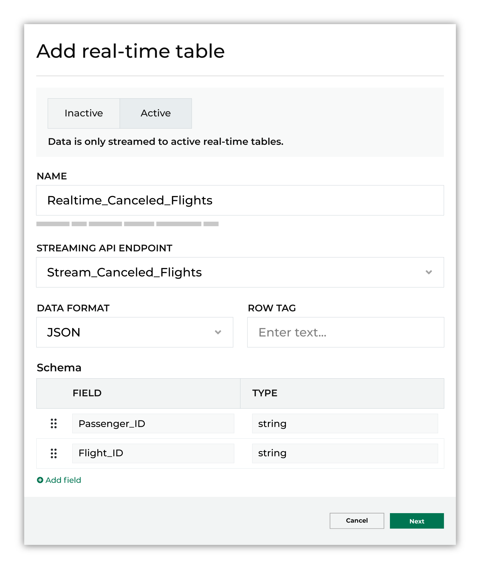 Drag-and-drop schema elements into the desired order.
