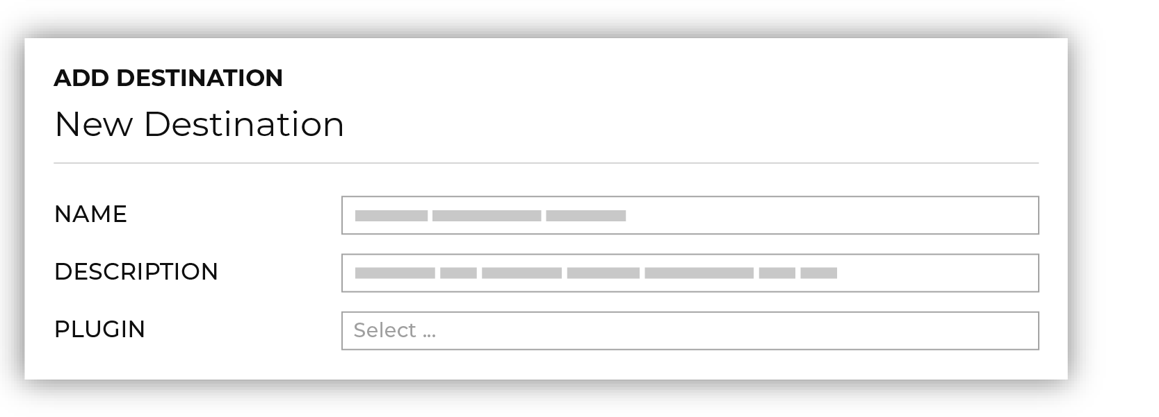 Name, description, choose plugin.