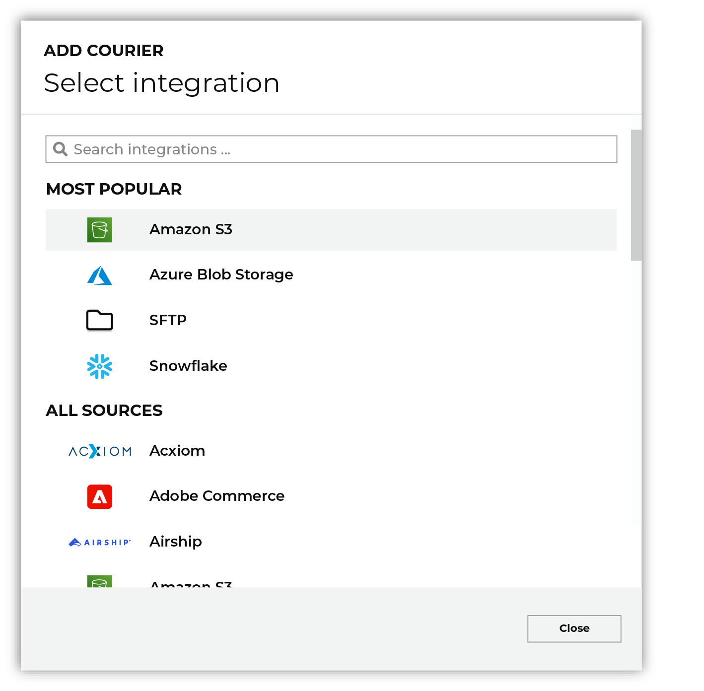 Add credentials for a data source.