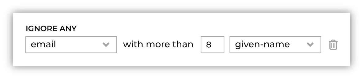 Ignore any email with more than 8 given names