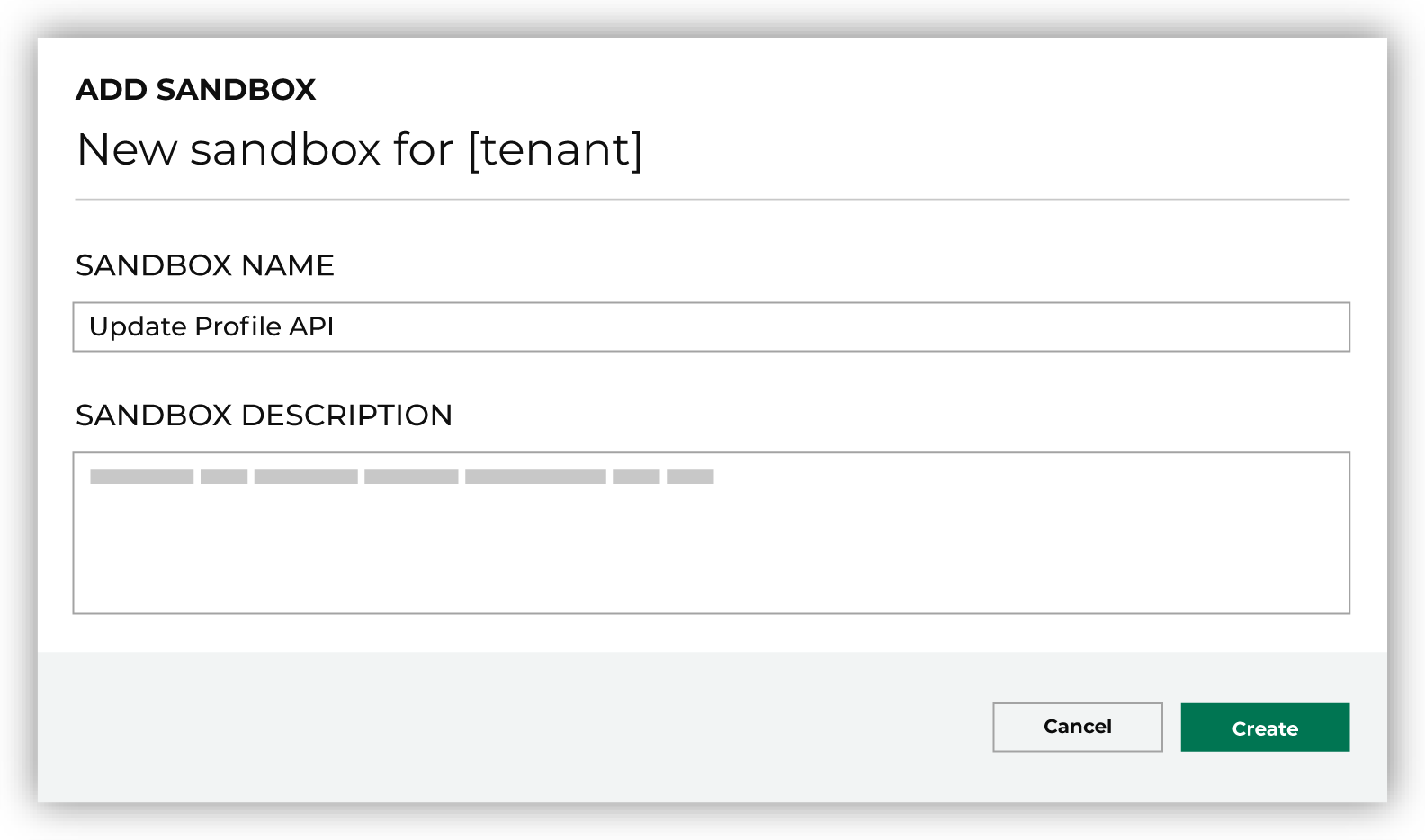 Add a name and description for your sandbox.