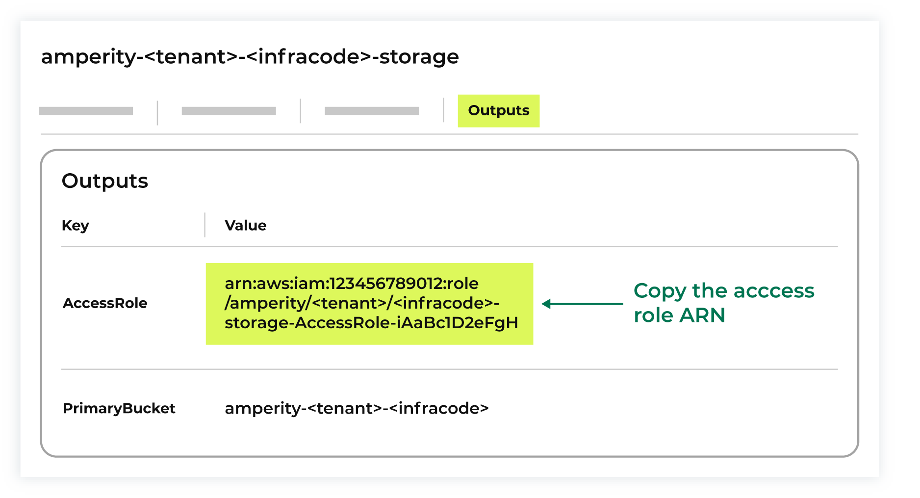 Copy the access role ARN for primary storage and provide it to Amperity.