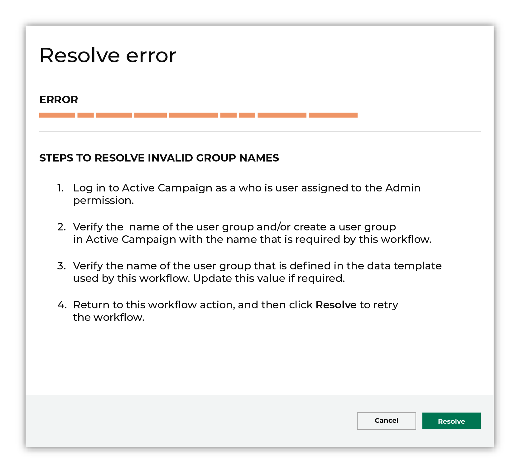 Choose a workflow action from the list of actions.