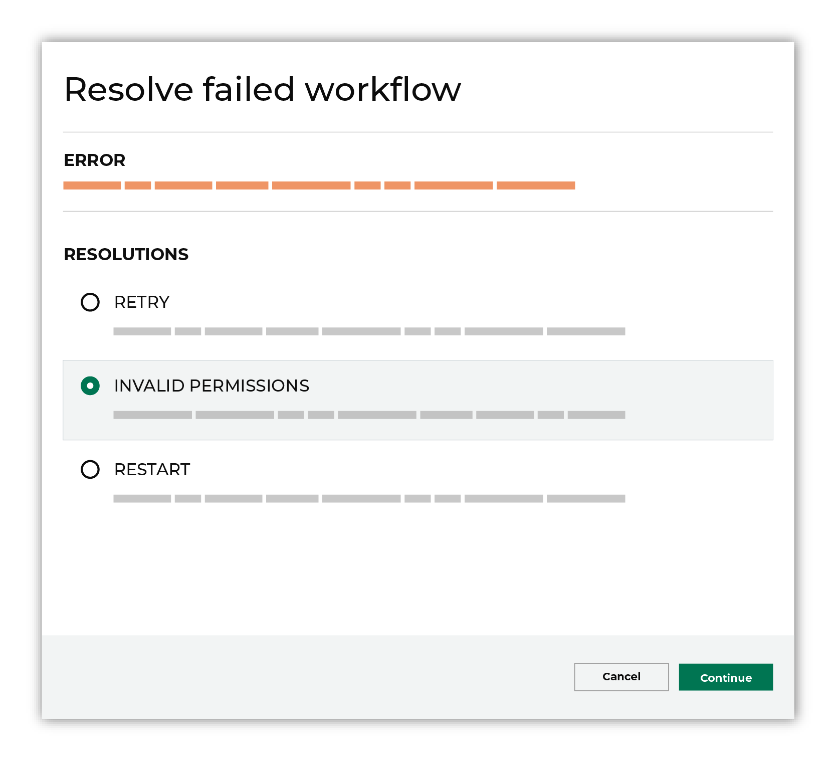 Choose a workflow action from the list of actions.