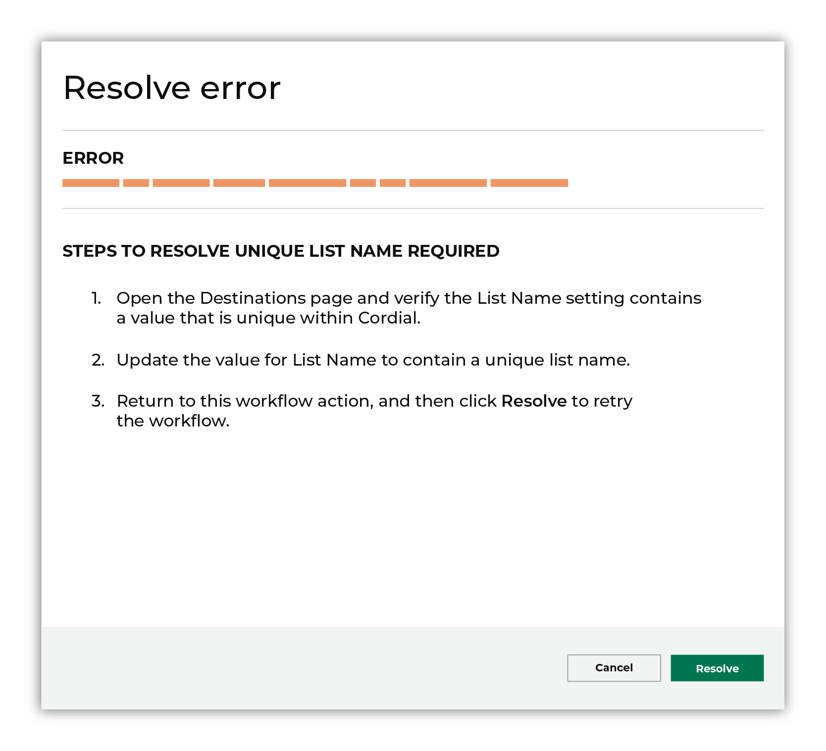 Choose a workflow action from the list of actions.