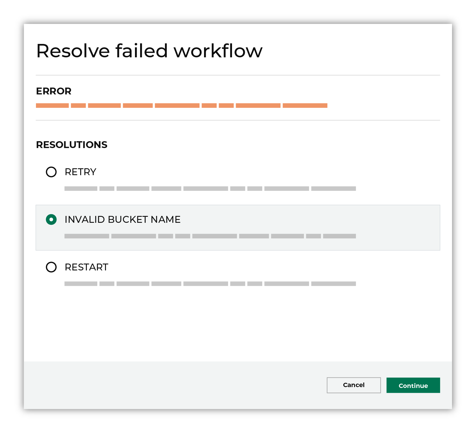 Choose a workflow action from the list of actions.