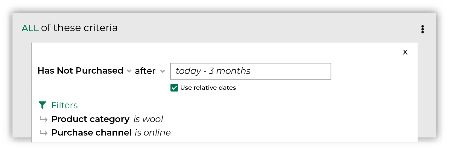 Find which customers have not interacted with products, channels, or brands during the specified date range.