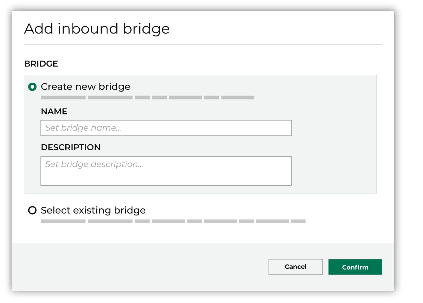 Add a bridge for an inbound share.