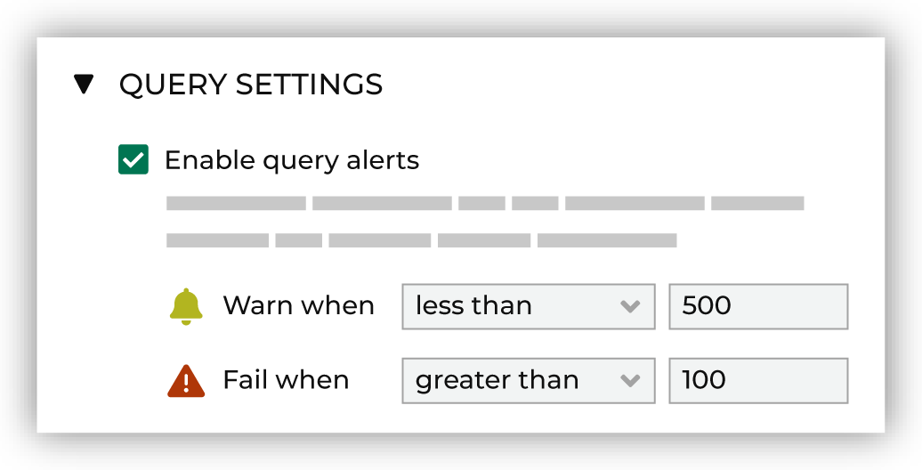 Enable query alerts when records with errors exceed the configured threshold.