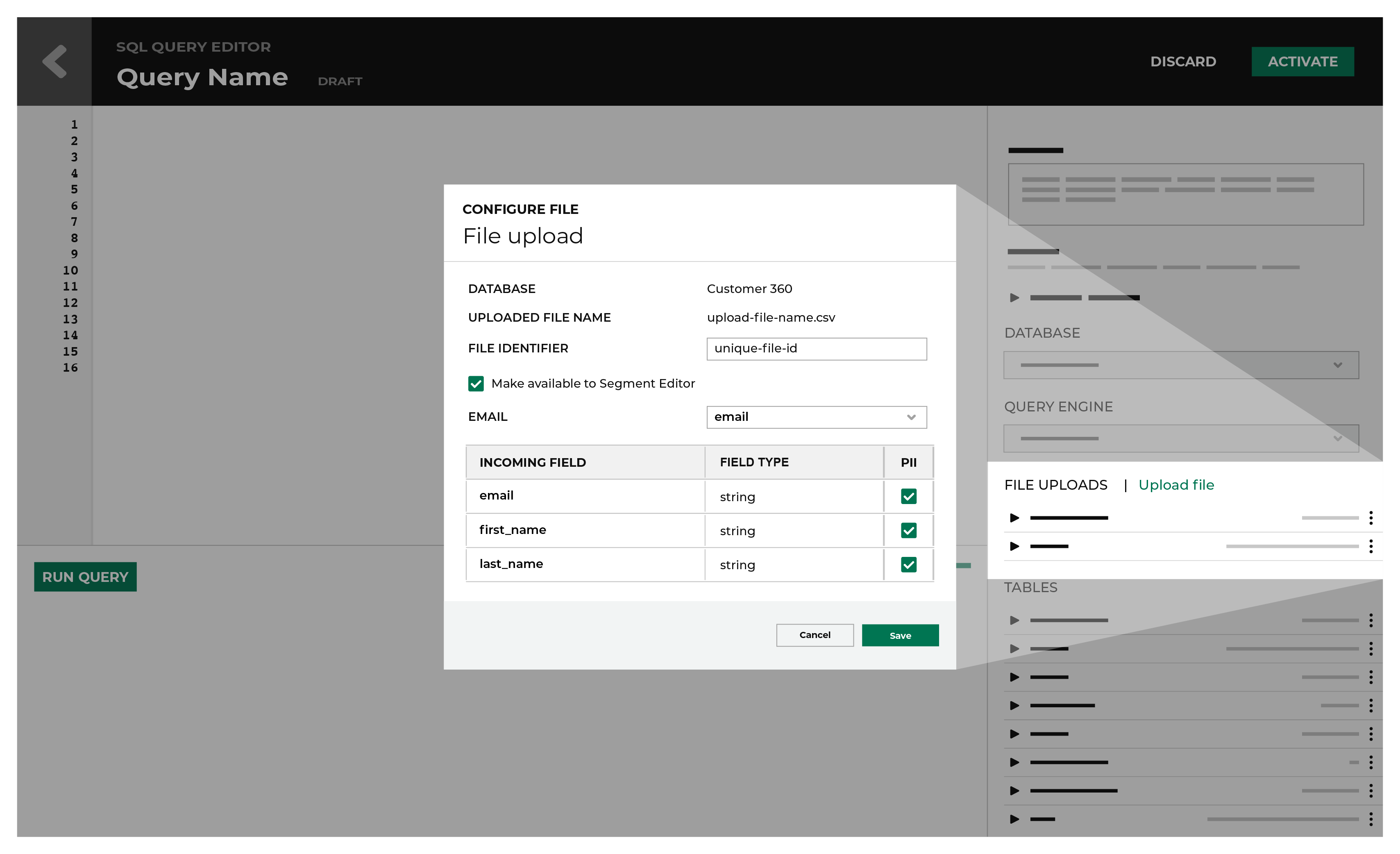 Make changes on the **Configure File** window.