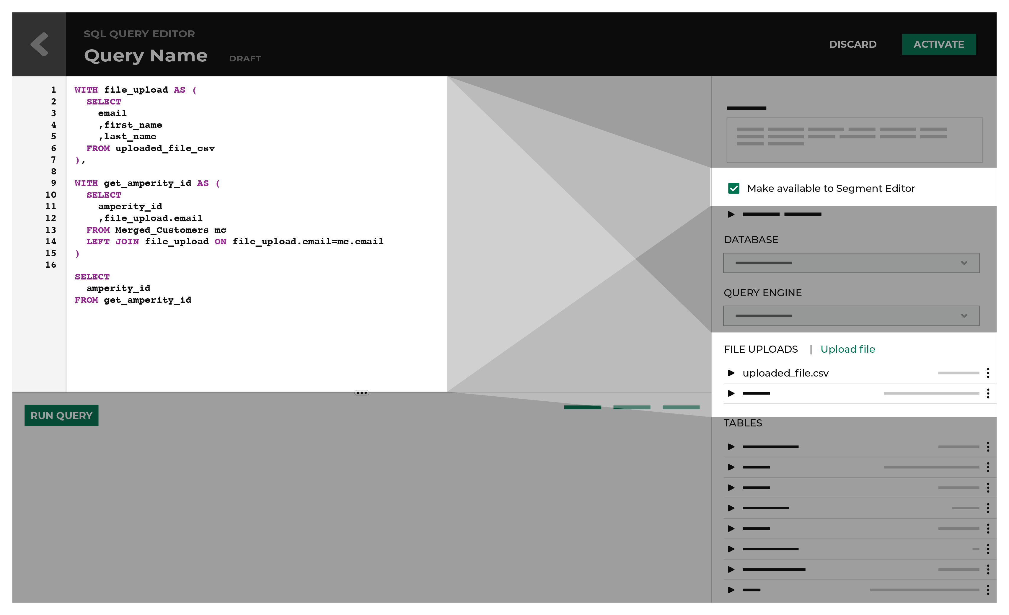 Upload a CSV file on the **Query Editor**.