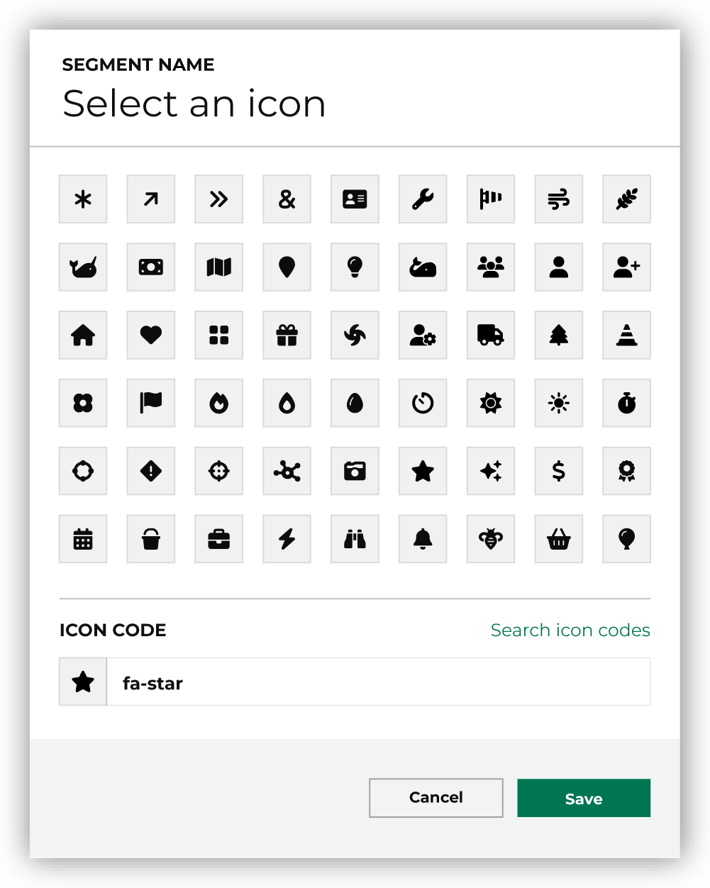 Select an icon to associate with each recommended segment.