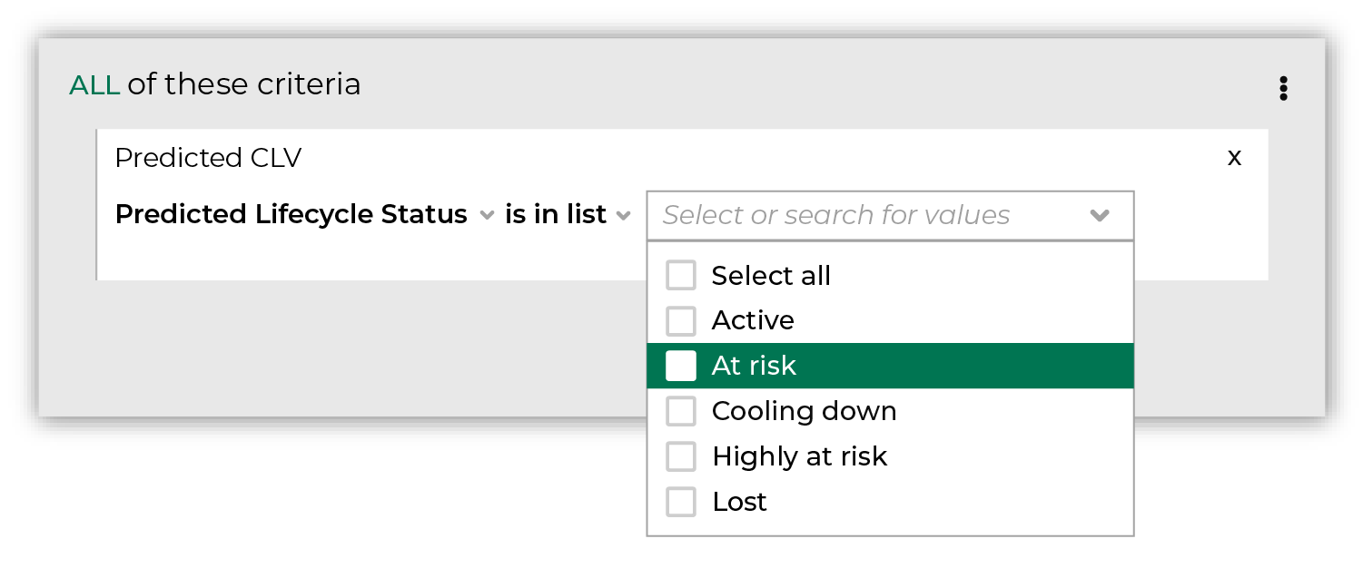 Choose the "at risk" lifecycle status.