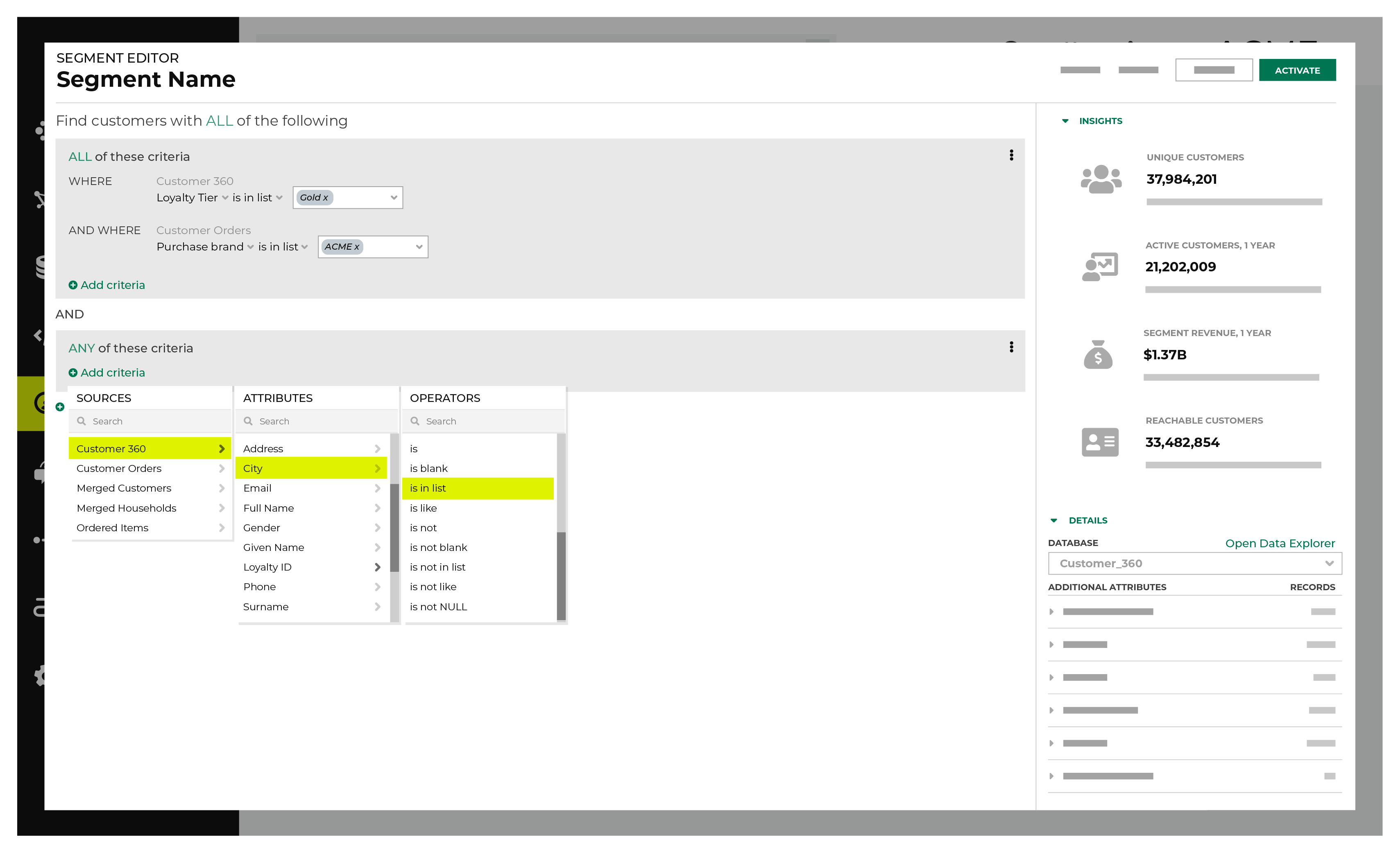The Segment Editor is located within the Segments page in Amperity.
