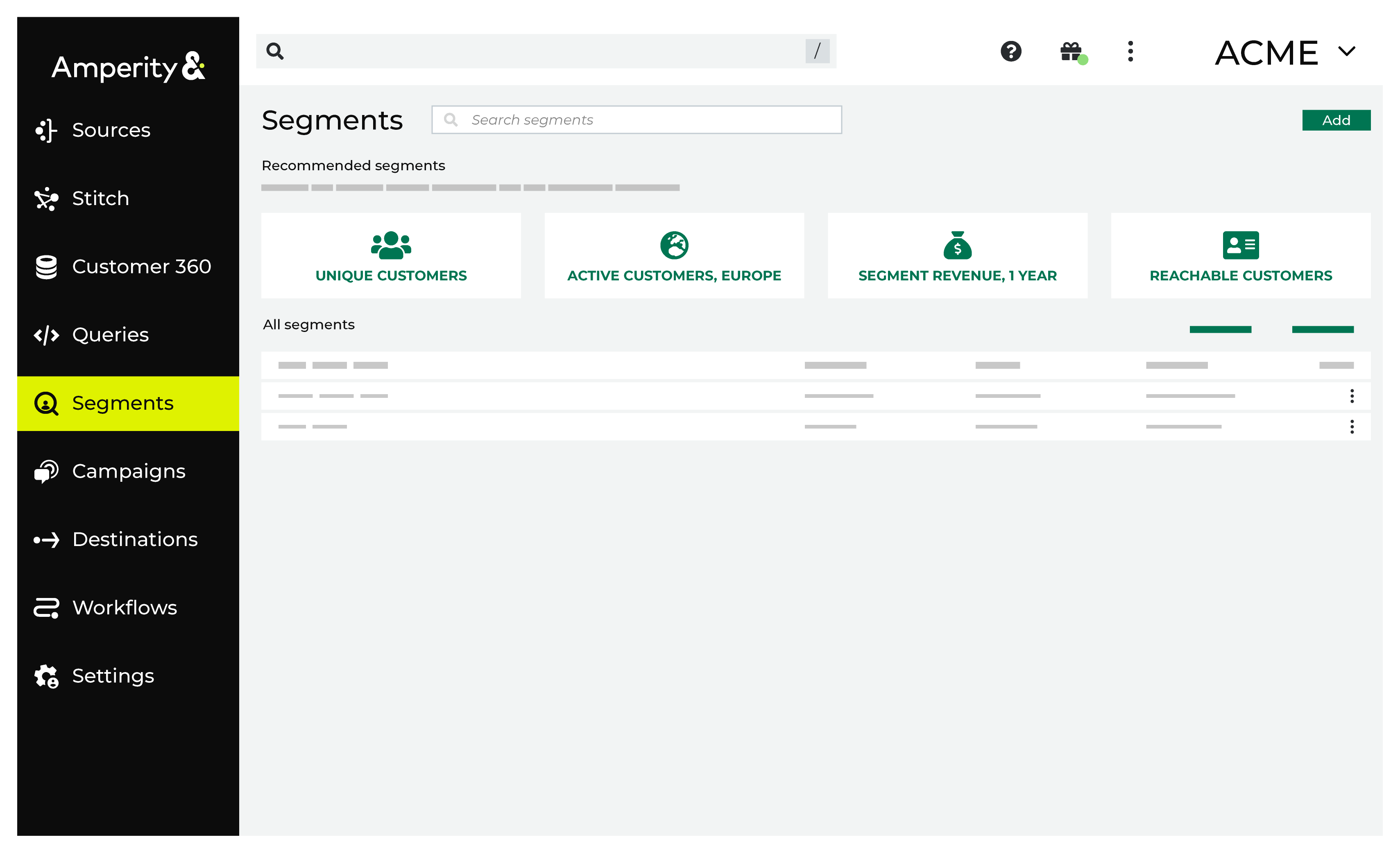 The Segments page in Amperity.