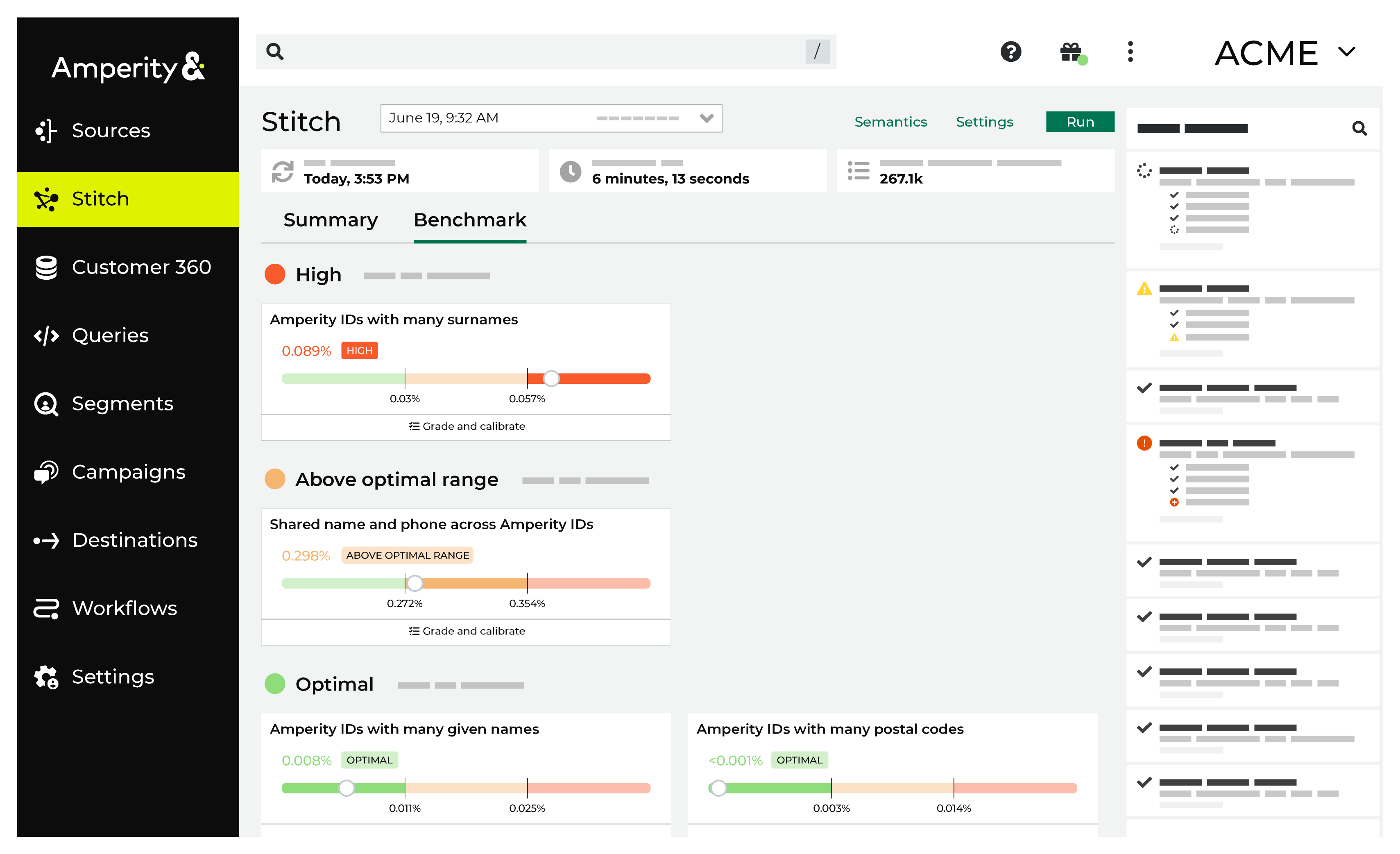 The Stitch benchmark status page.