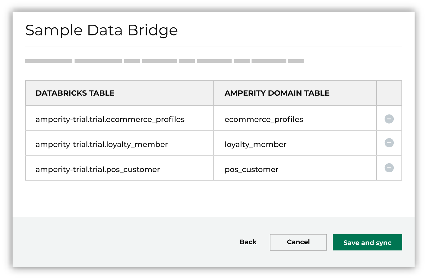 Map inbound synced tables to domain tables.