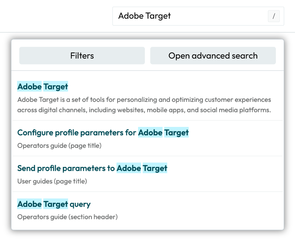 Search the Amperity documentation site.