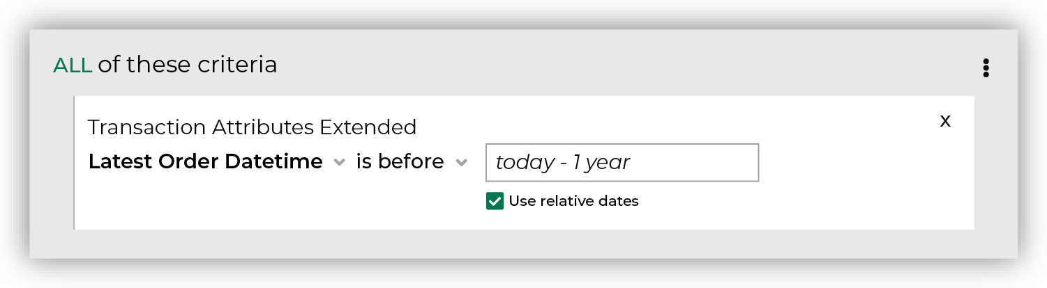 Find customers whose last purchase was over 1 year ago.