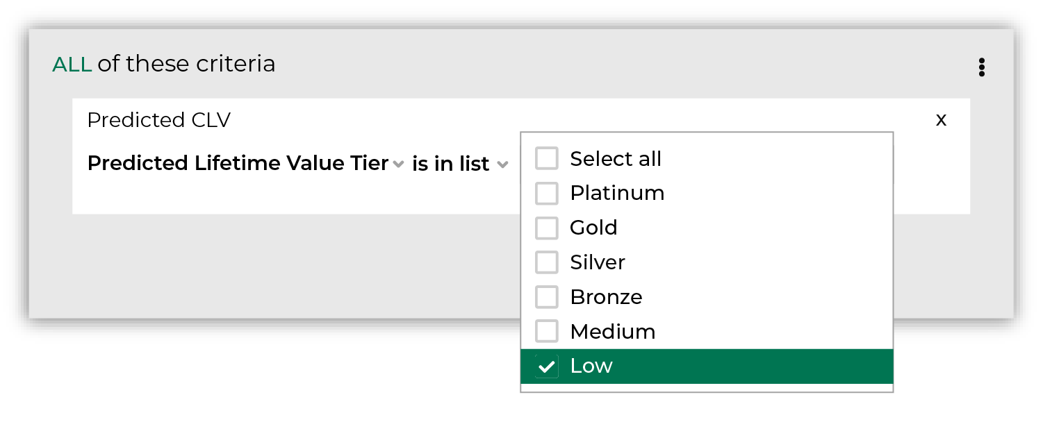 Find customers whose predicted lifecycle status is "Low".
