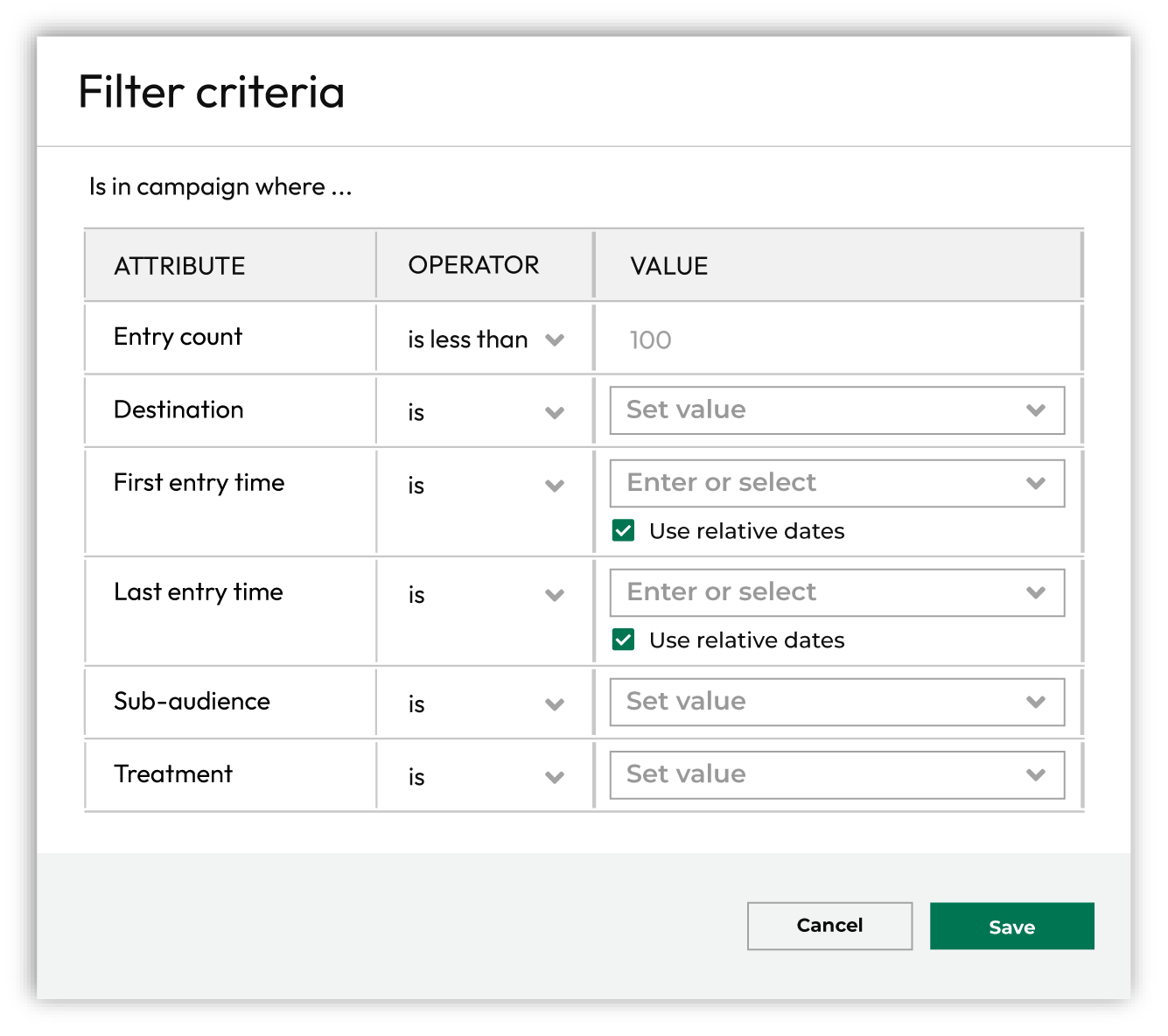Select attributes.
