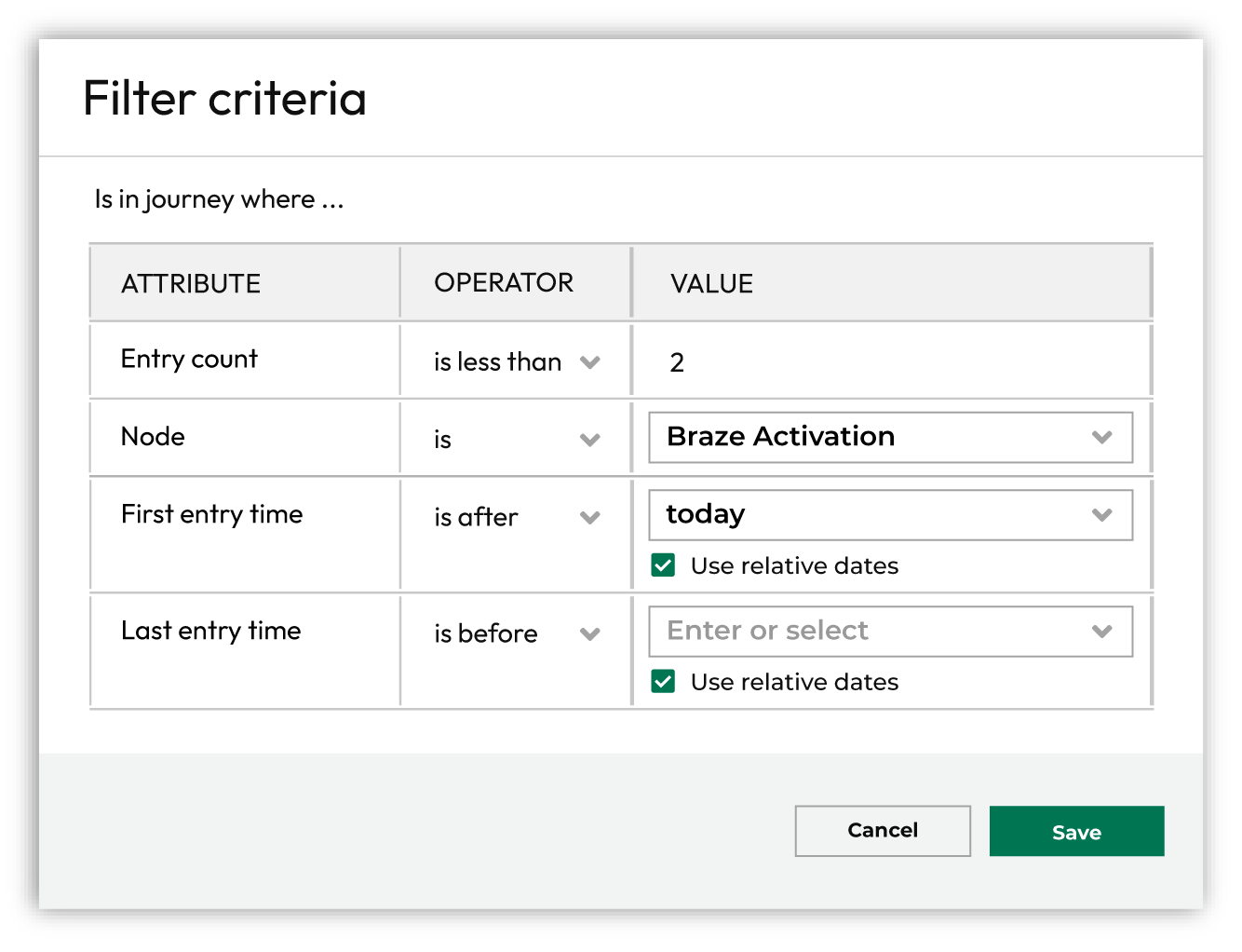Select attributes.