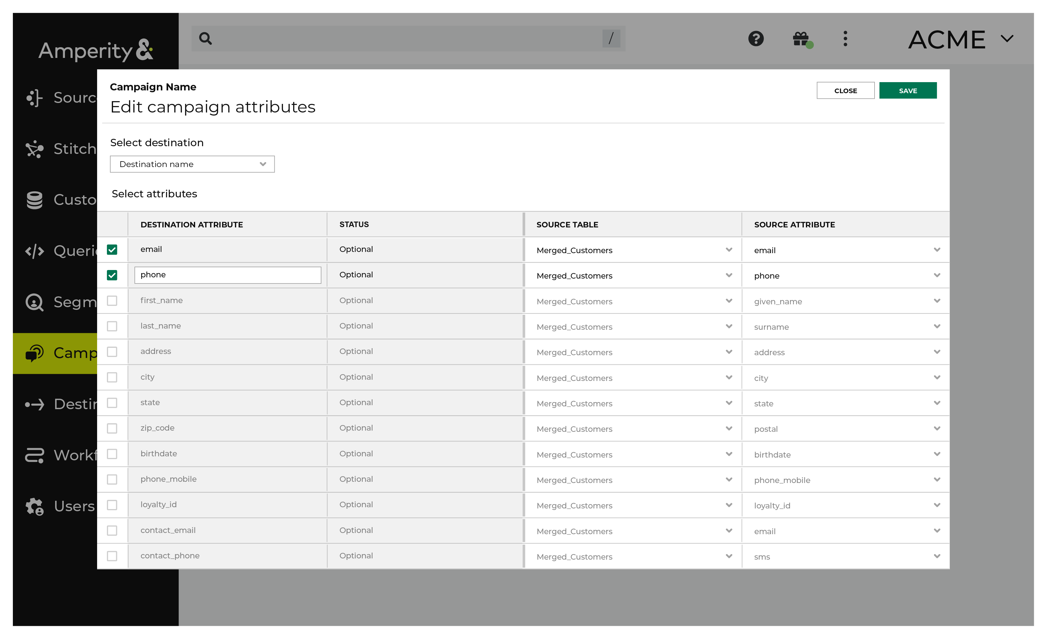 Edit the attributes for campaigns that are sent to Google Cloud Storage.