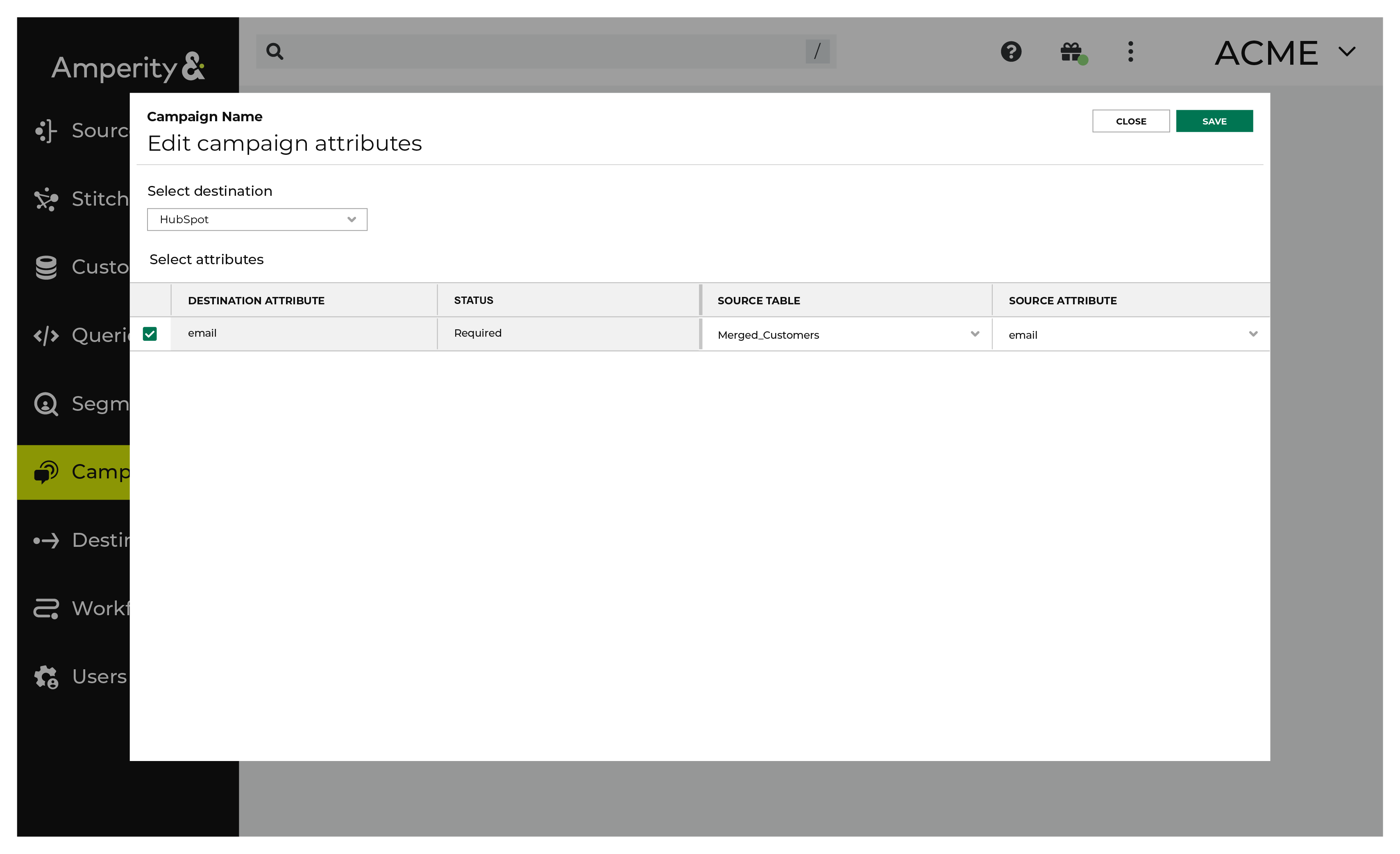 Edit the attributes for HubSpot.