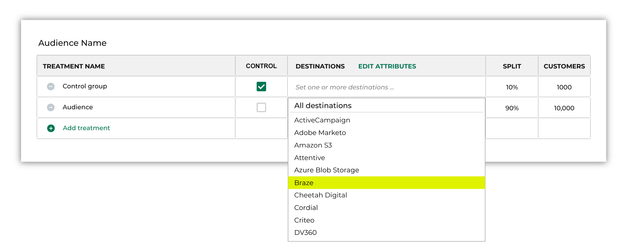 Add a destination for Braze.