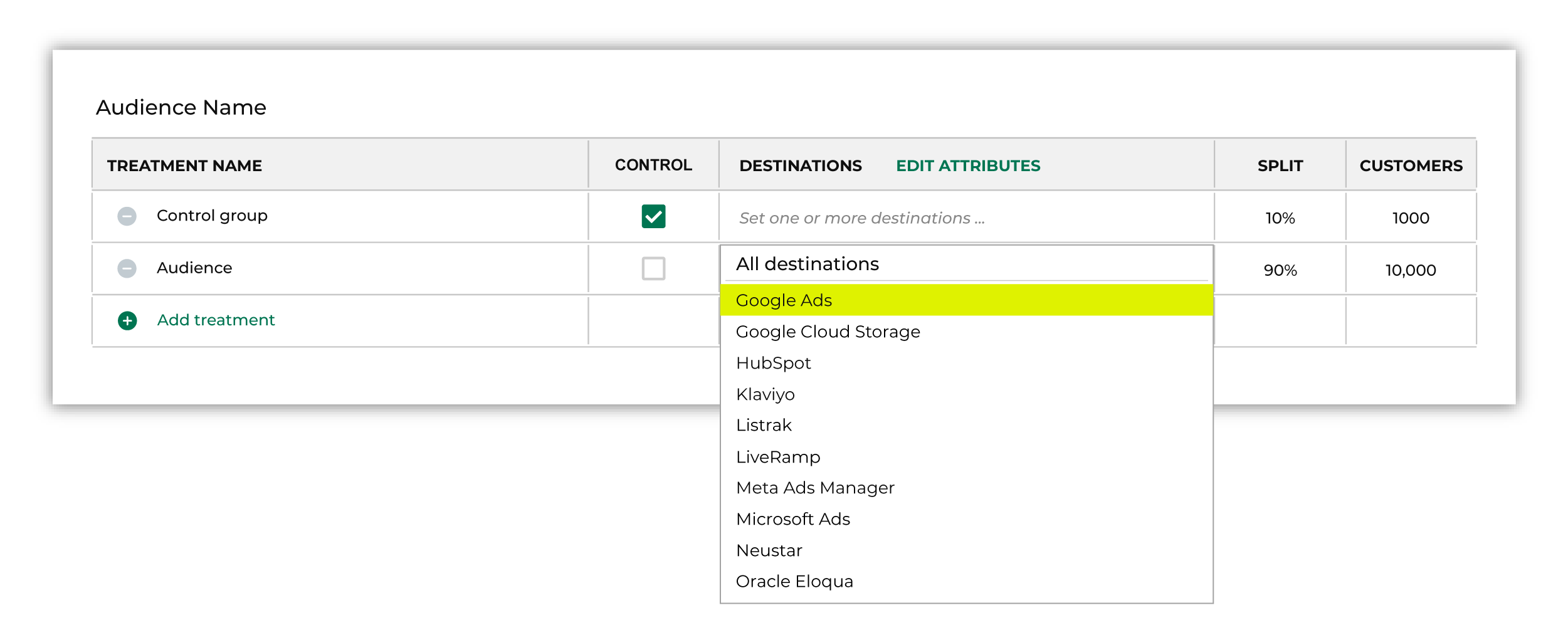 Add a destination for Google Ads.