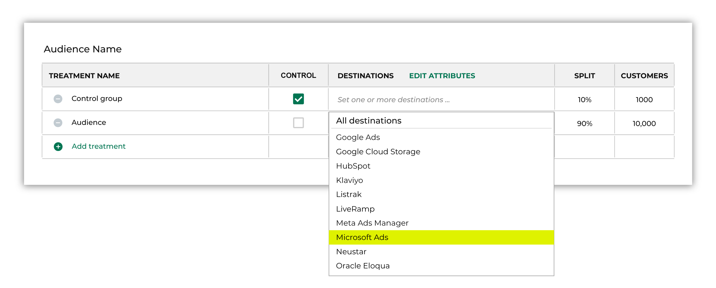 Add a destination for Microsoft Ads.