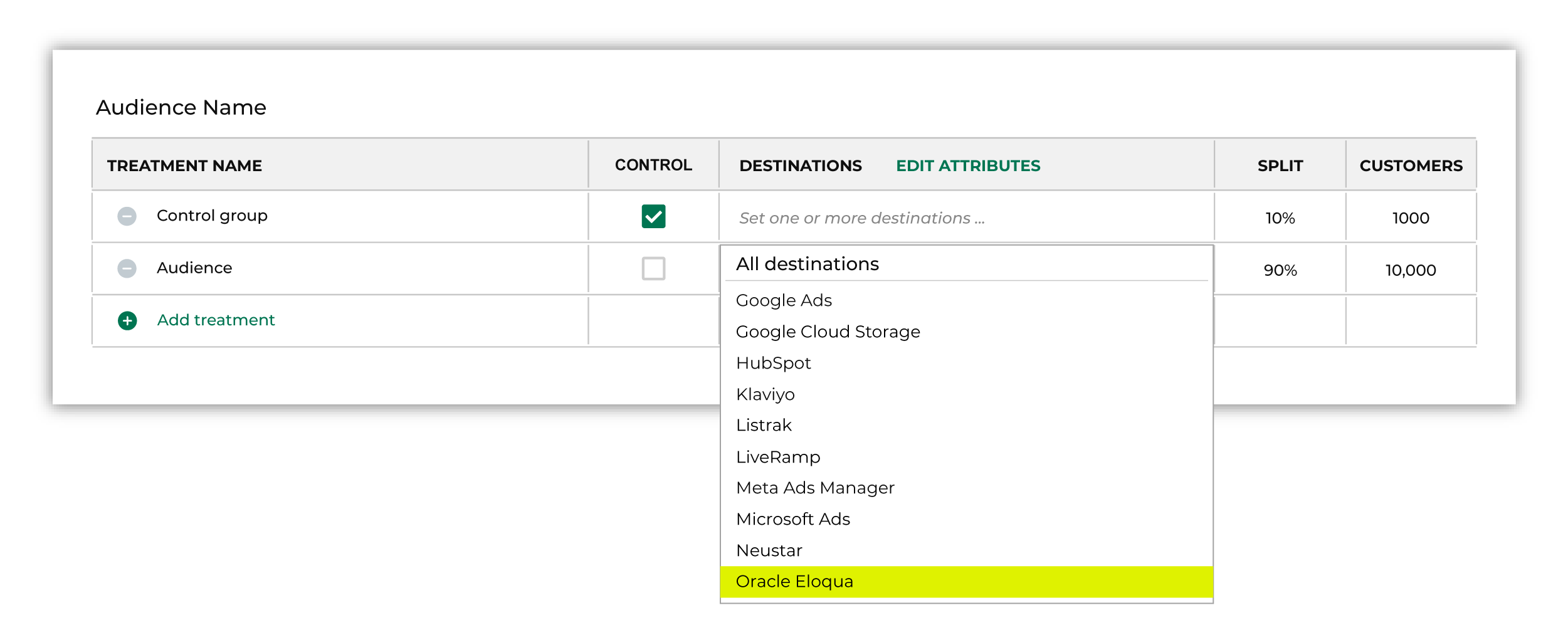 Add a destination for Oracle Eloqua.