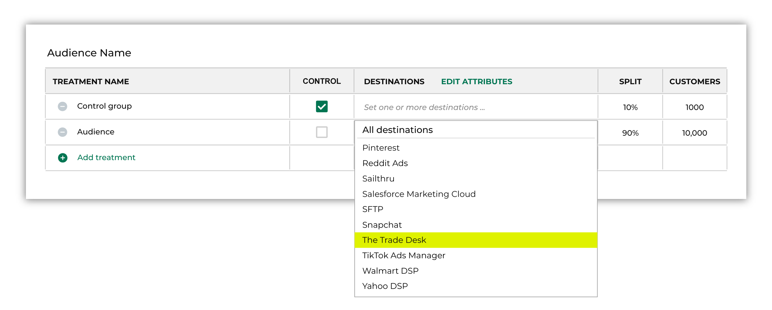 Add a destination for The Trade Desk.