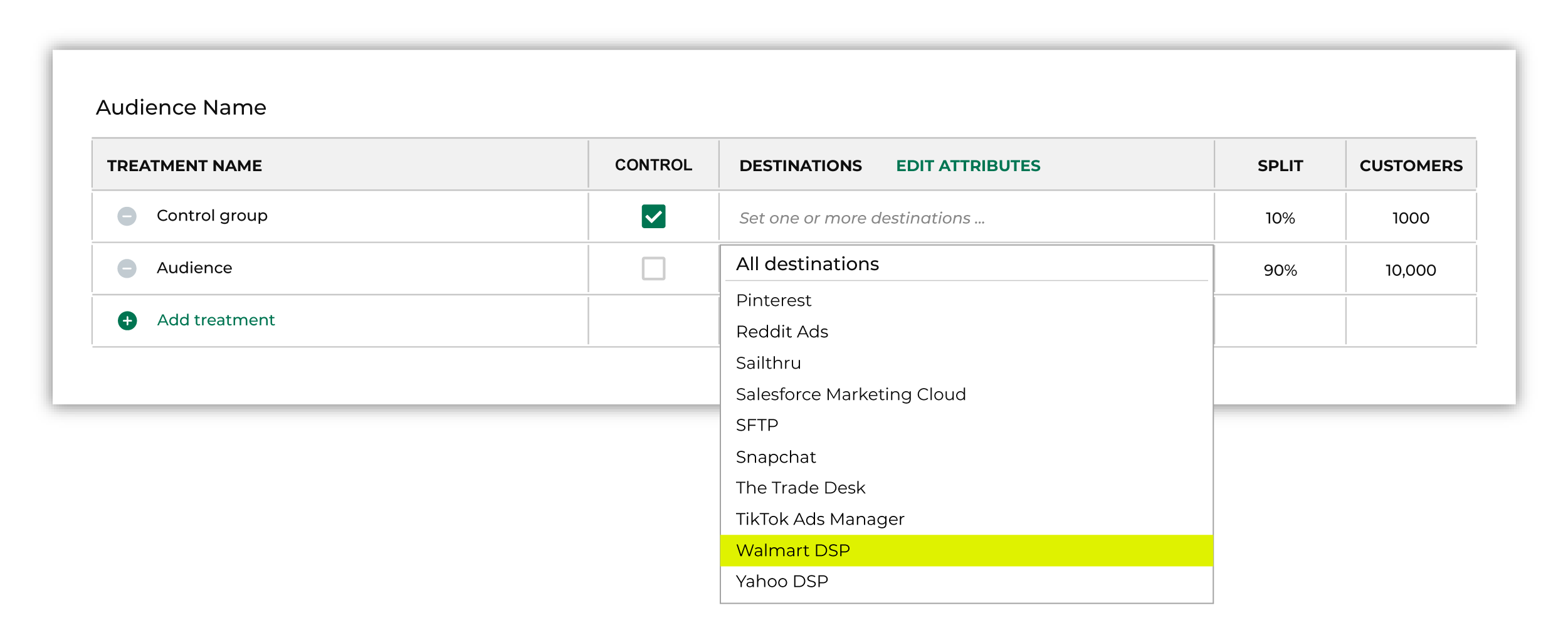 Add a destination for Walmart DSP.