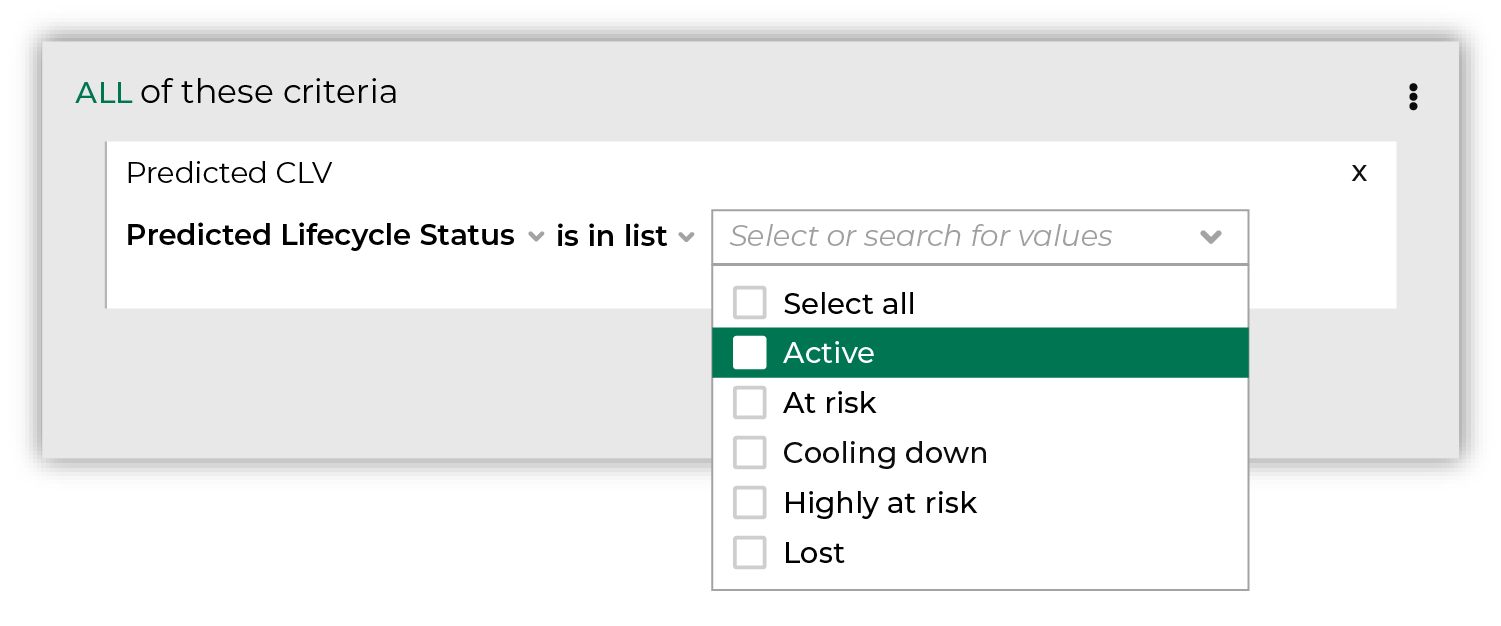 Choose the "Active" lifecycle status.