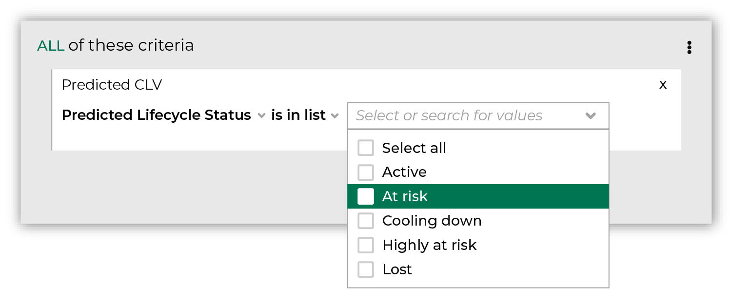 Choose the "At risk" lifecycle status.