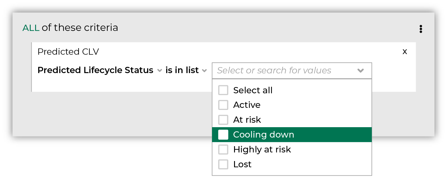 Choose the "cooling down" lifecycle status.