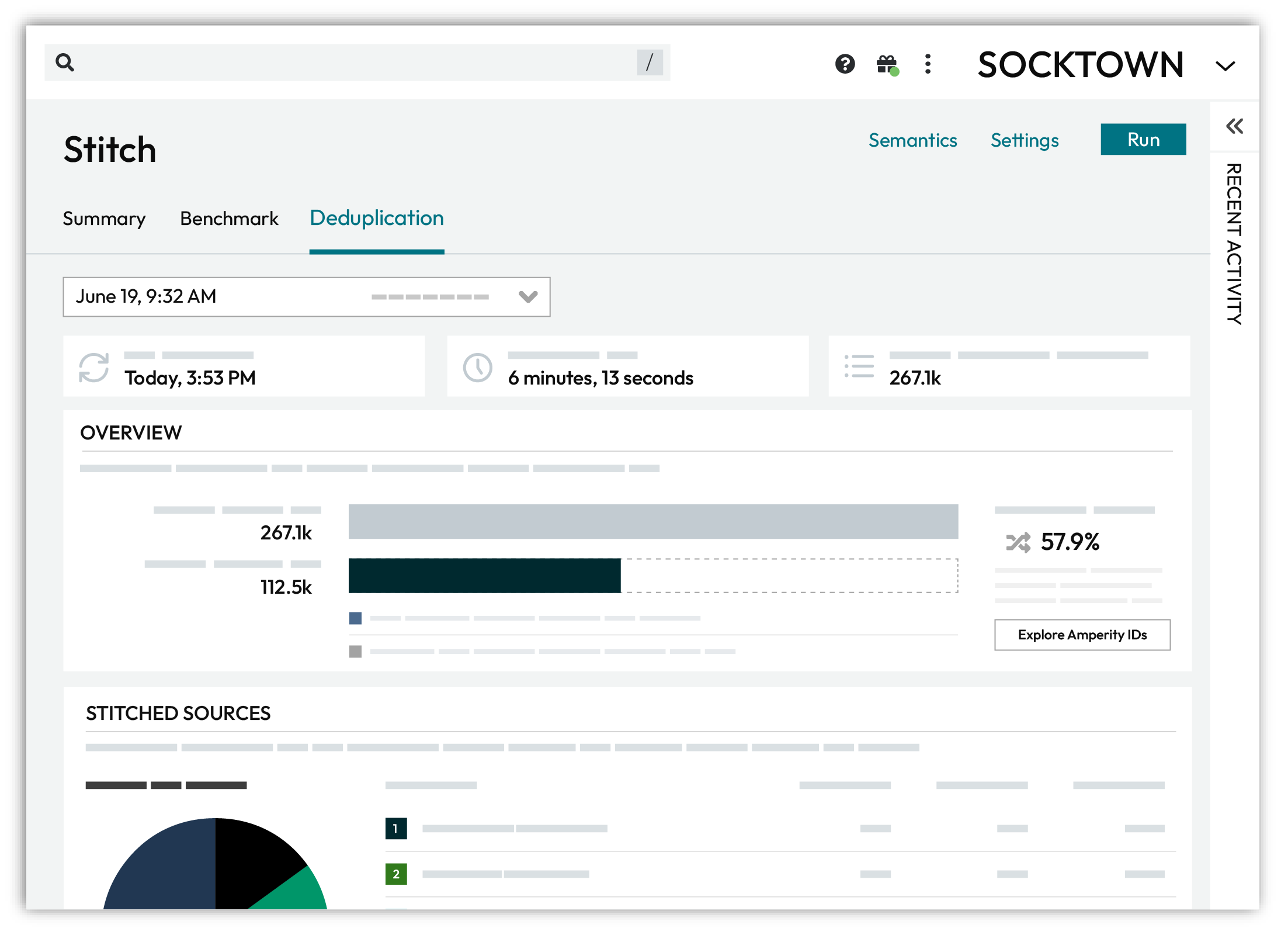 The Stitch deduplication status page.